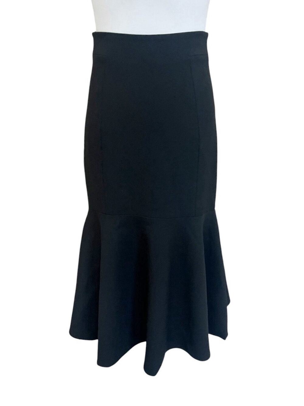 Karen Millen Black Mermaid Trumpet Swing Midi Skirt UK 6 US 2 Ponte Business